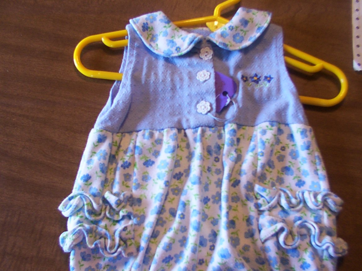 Blue floral print tank creeper-size 0-3 mos.