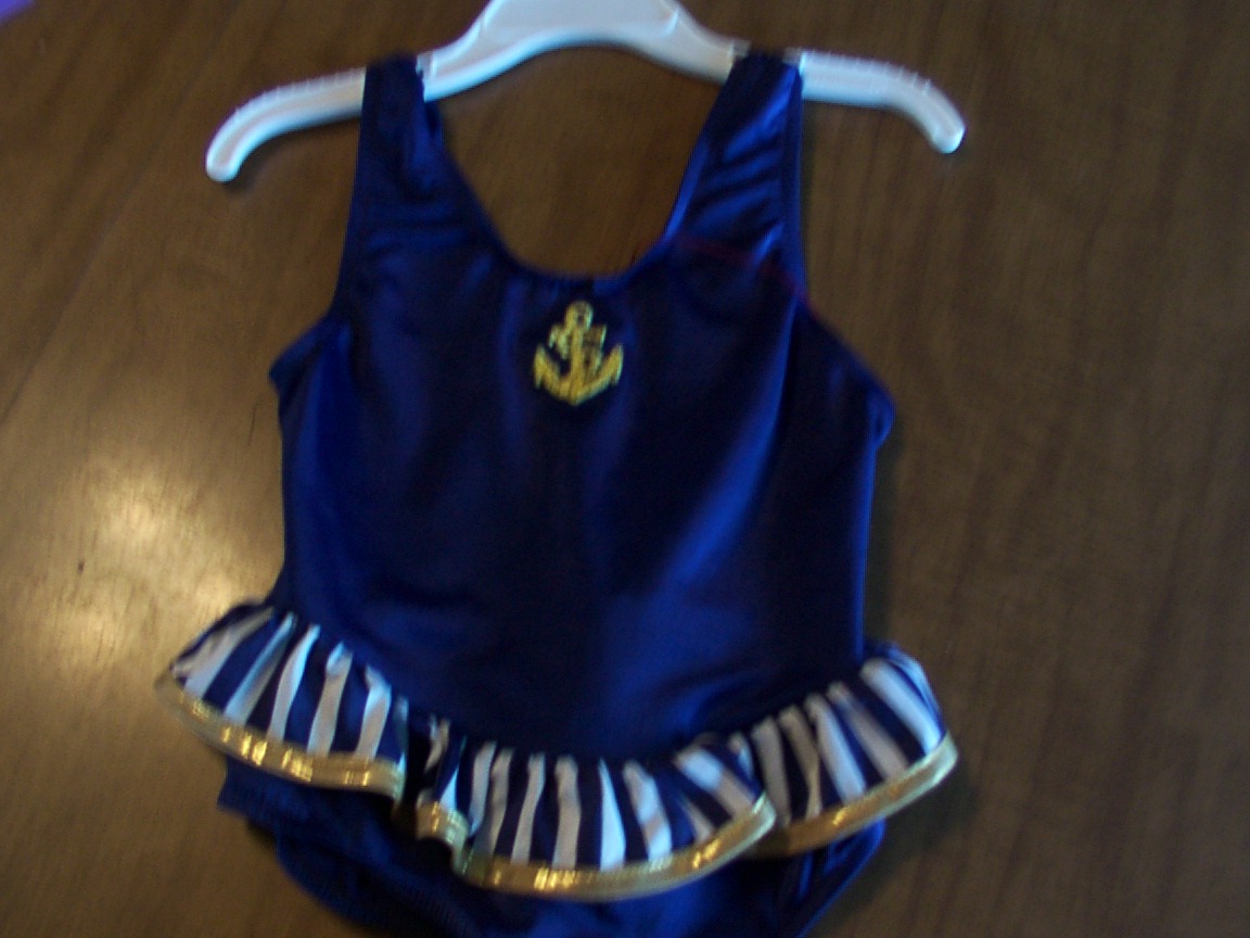 Navy sailor type swimsuit-size 3/4